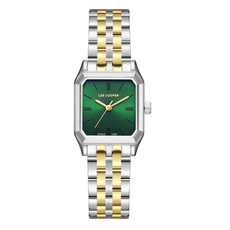 Montre Femme Lee Cooper Anne en métal bicolore et cadrant vert