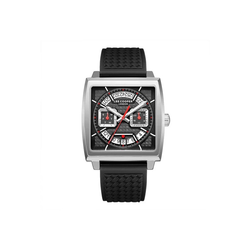 Montre Homme Lee Cooper Elton en métal gris et bracelet en silicone noir