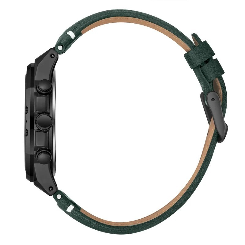 Montre Homme Lee Cooper en métal noir et bracelet en cuir kaki