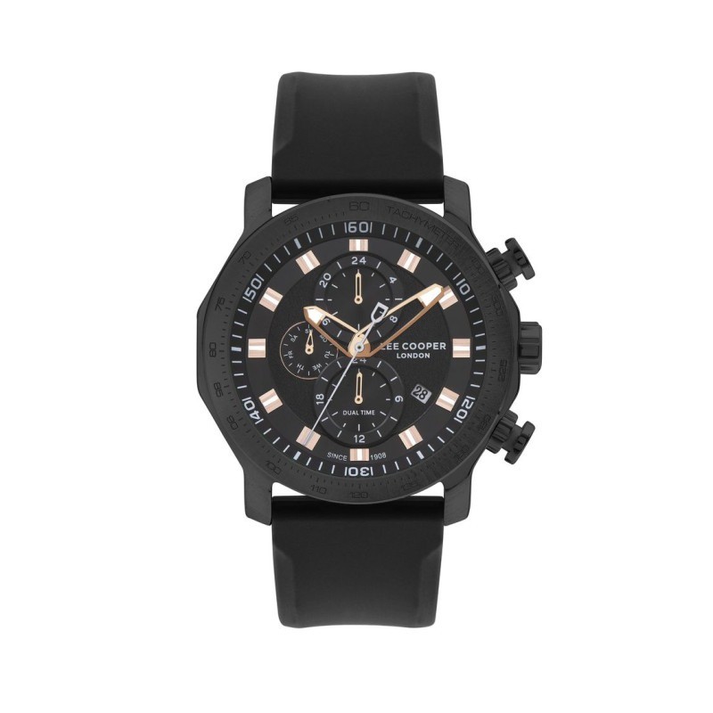Homme Lee Cooper en métal noir et bracelet en silicone noir