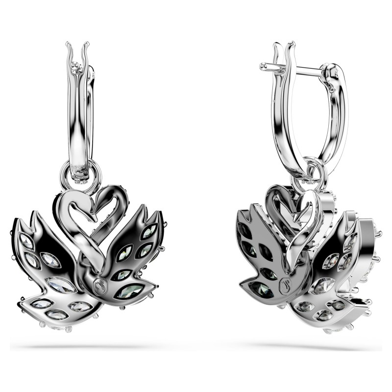 Boucles d'oreilles femme Swarovski Swan en métal mix avec cristaux et oxydes