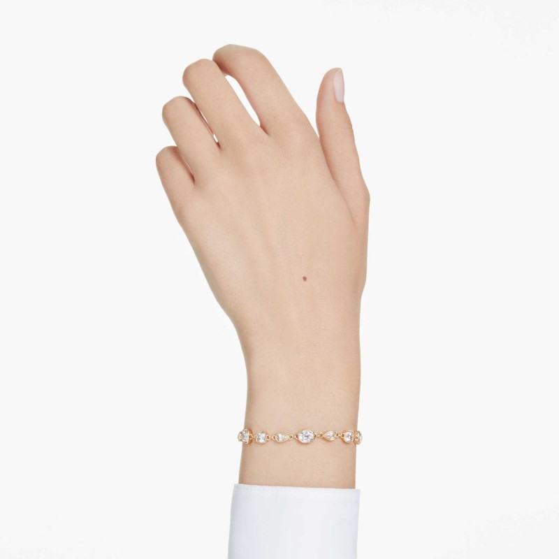 Bracelet Femme Swarovski Tennis en métal placage de ton or avec oxydes blancs