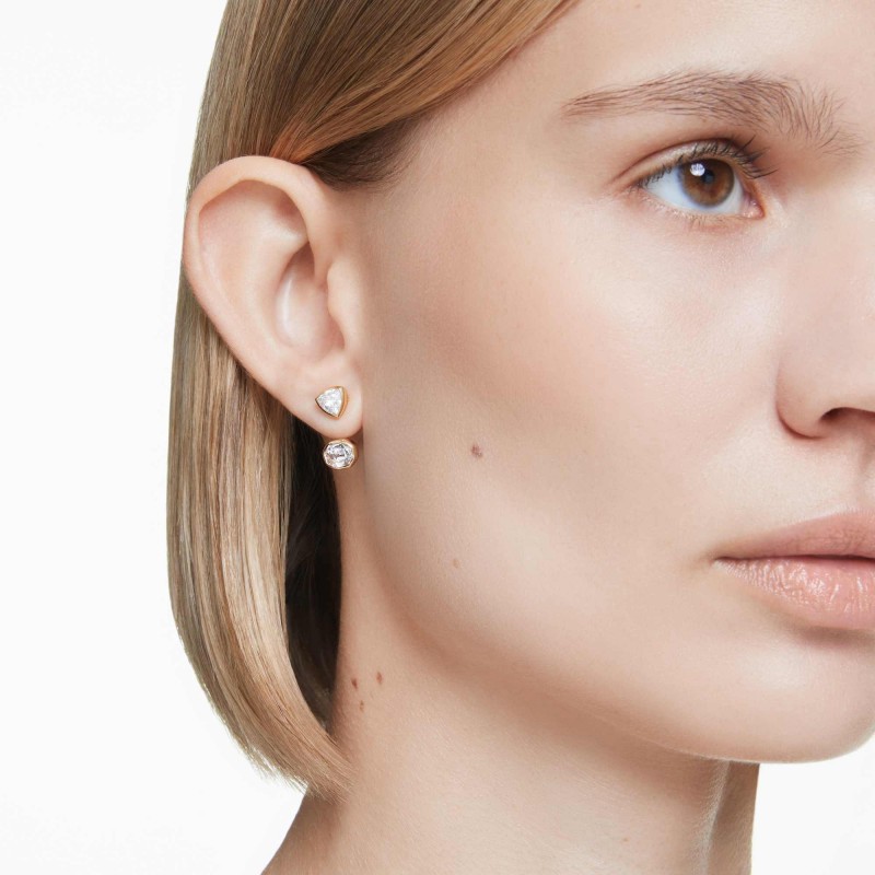 Boucles d'oreilles femme Swarovski Imber asymétriques en métal placage de ton or avec oxydes