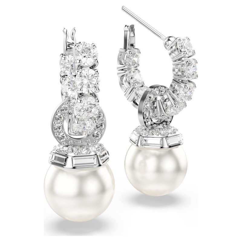 Boucles d'oreilles Femme Swarovski Matrix en métal argenté avec oxydes et perles de chrystal