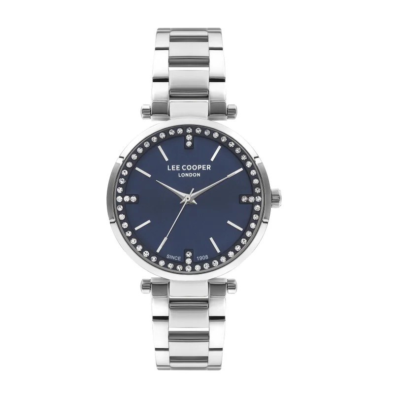 Montre Femme Lee Cooper en métal argenté et cadrant bleu
