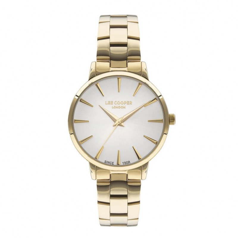 Montre Femme Lee Cooper en métal doré et cadrant blanc
