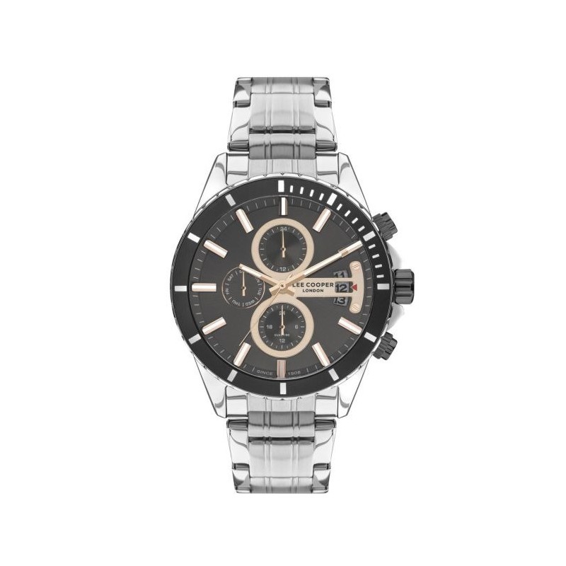Montre Homme Lee Cooper en métal gris et cadrant noir