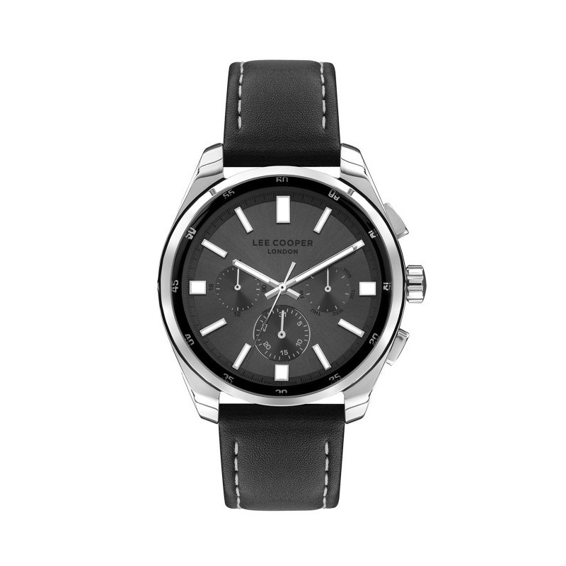 Montre Homme Lee Cooper en métal argenté et cuir noir