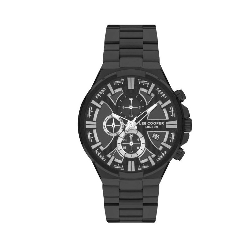 Montre Homme Lee Cooper en métal et silicone noirs