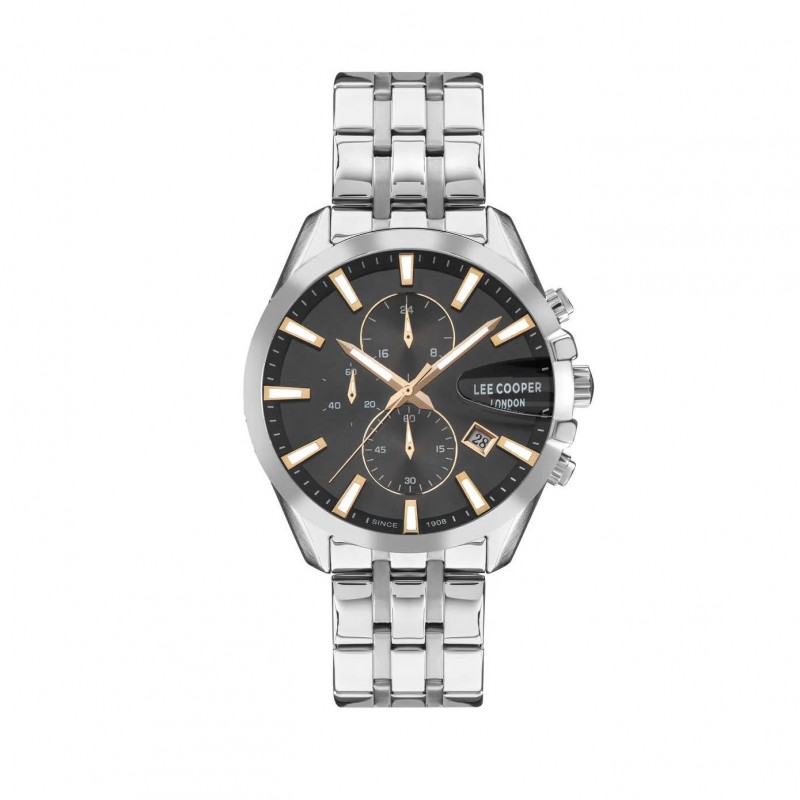 Montre Homme Lee Cooper en métal argenté et cadrant noir