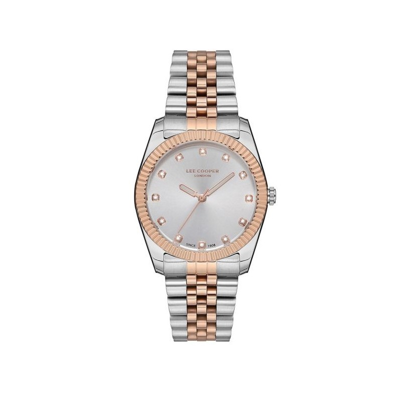 Montre Femme Lee Cooper en métal argenté et doré rose