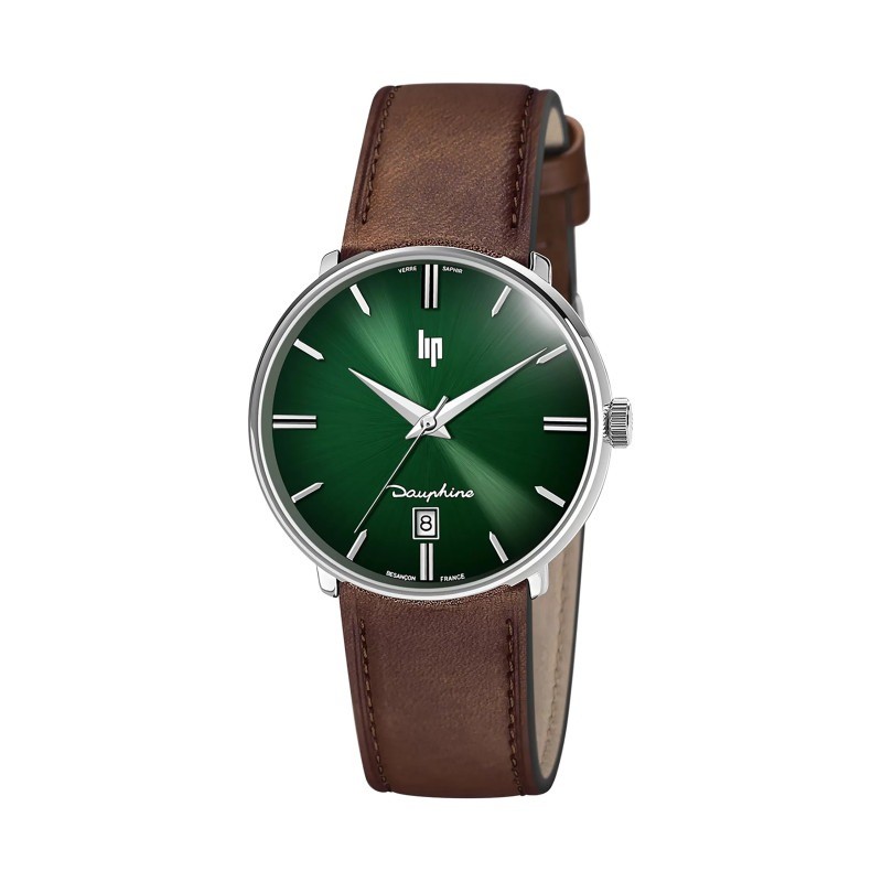 Montre mixte LIP Dauphine argenté bracelet et cuir marron