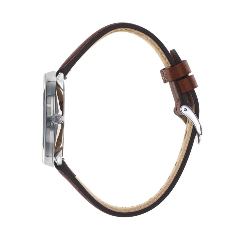 Montre mixte LIP Dauphine argenté bracelet et cuir marron