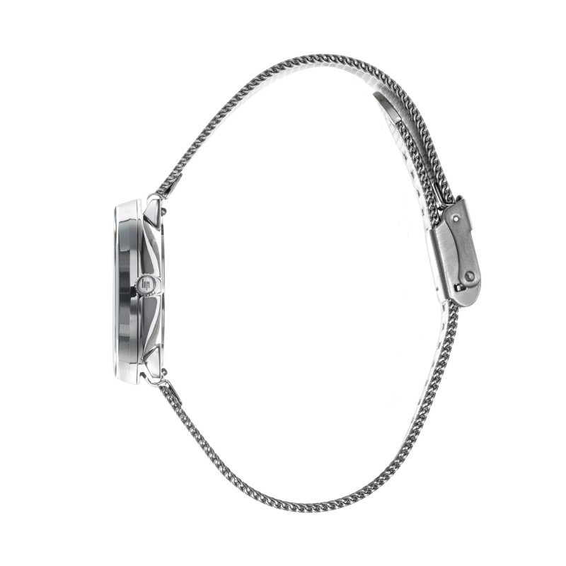 Montre mixte LIP Dauphine argenté bracelet maille milanaise et cadrant bleu clair