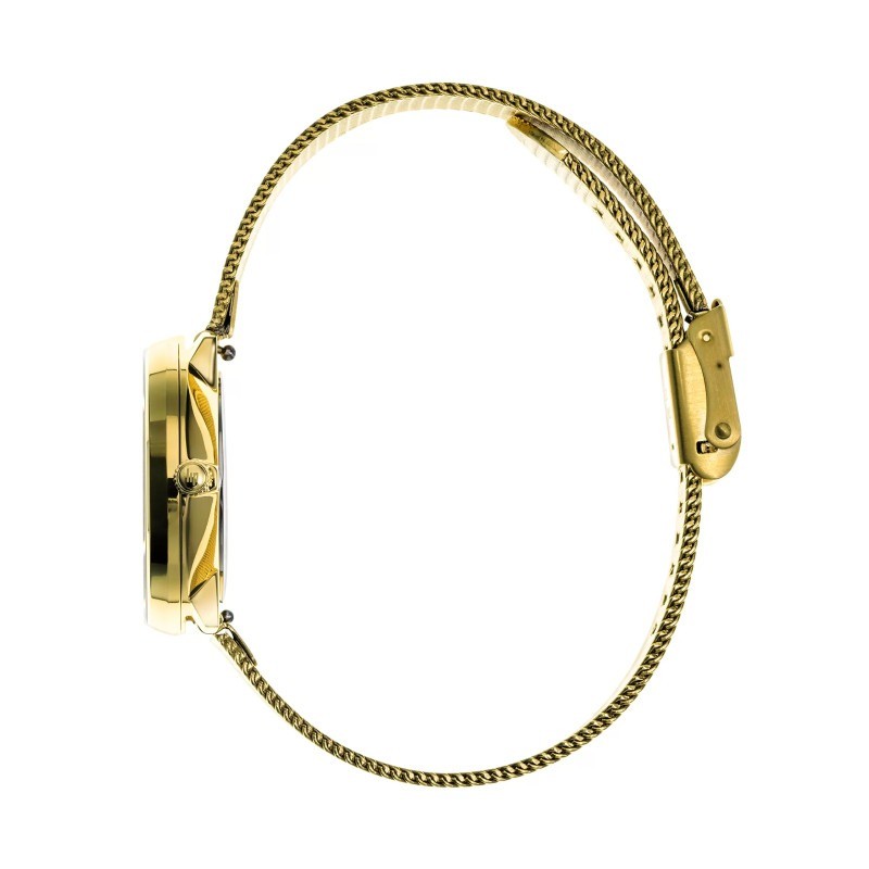 Montre mixte LIP Dauphine dorée bracelet maille milanaise et cadrant marron