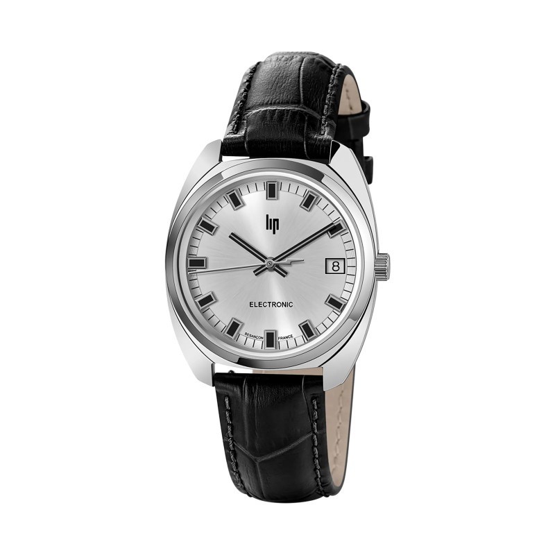 Montre Homme LIP Général de Gaulle Argentée et cuir noir