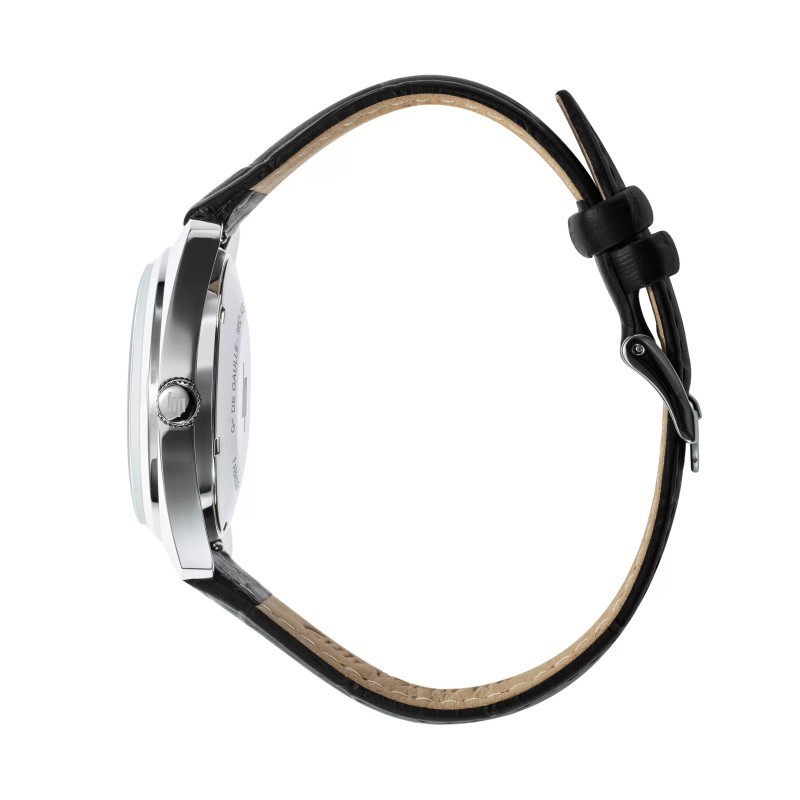Montre Homme LIP Général de Gaulle Argentée et cuir noir