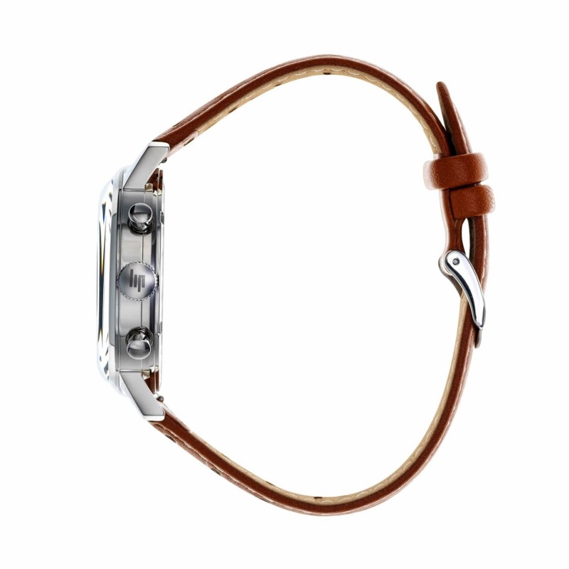 Montre Homme LIP Rallye Argentée et cuir marron
