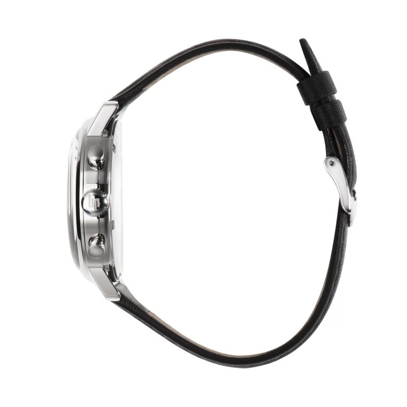 Montre Homme LIP Rallye Argentée et cuir noir