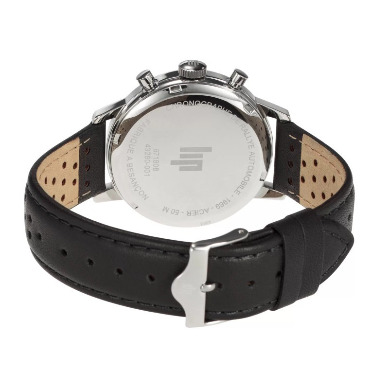 Montre Homme LIP Rallye Argentée et cuir noir