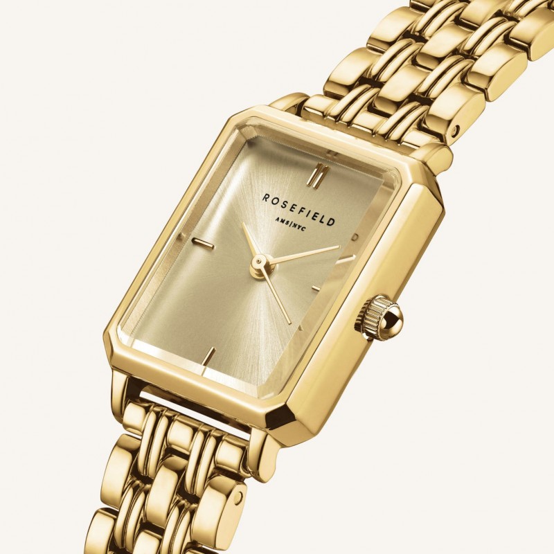 Montre Femme Rosefield Collection Octagon XS Bracelet en Acier doré cadran champagne