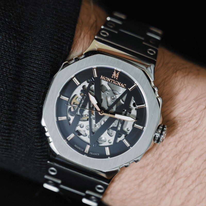 Montre Montignac automatique en acier argenté