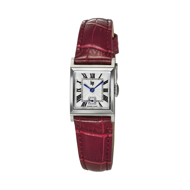 Montre Femme LIP Churchill acier argenté et bracelet en cuir rouge