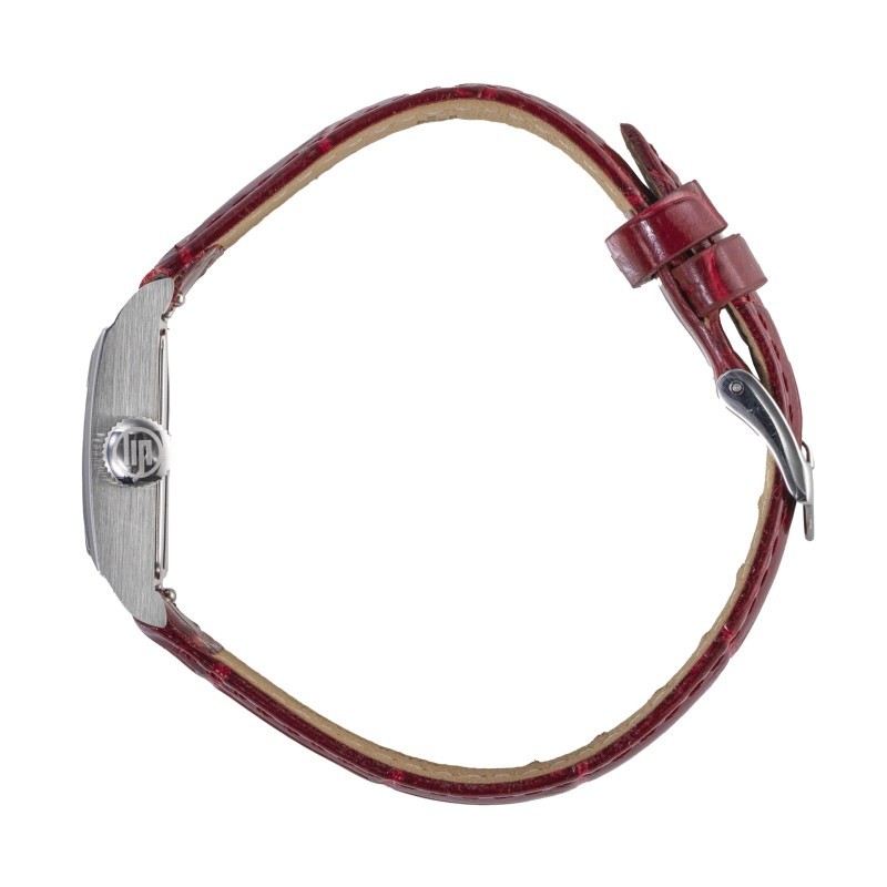 Montre Femme LIP Churchill acier argenté et bracelet en cuir rouge