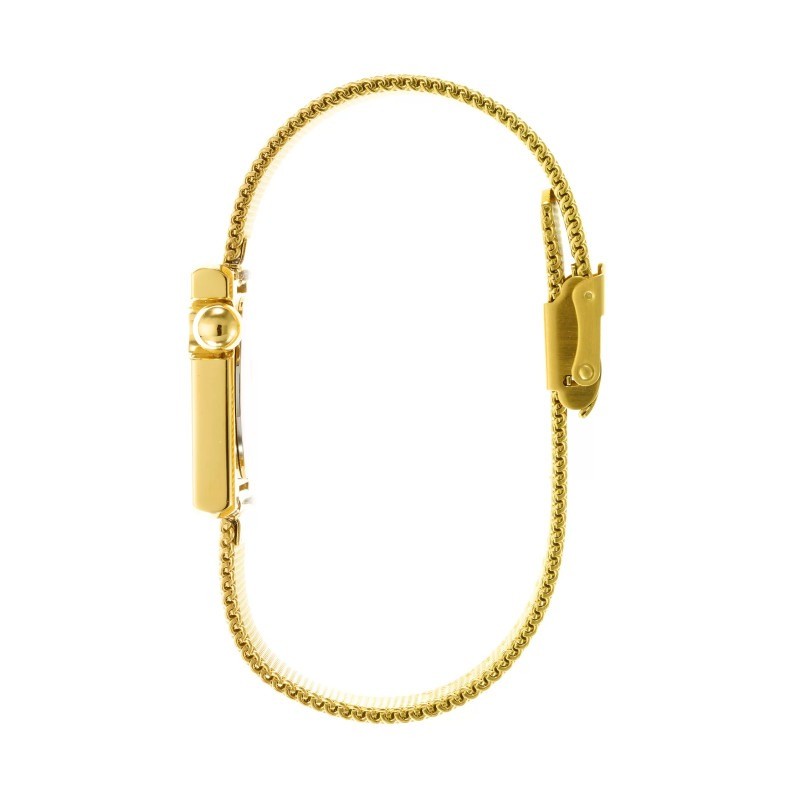 Montre Femme LIP Mini Square en acier dorée et bracelet maille milanaise doré