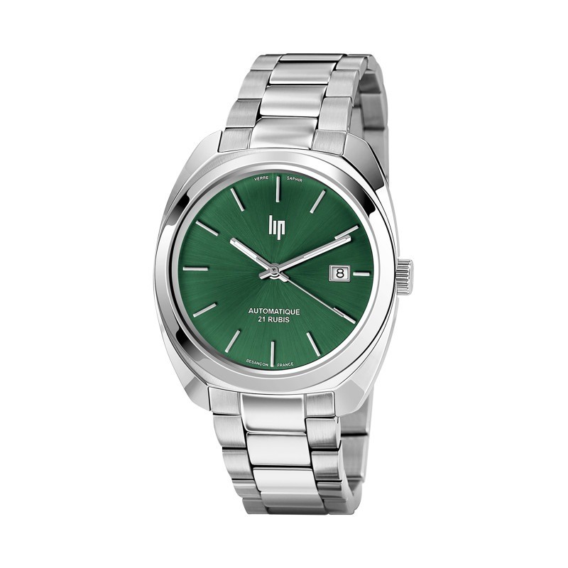 Montre Homme LIP Général de Gaulle Argentée et cadrant vert