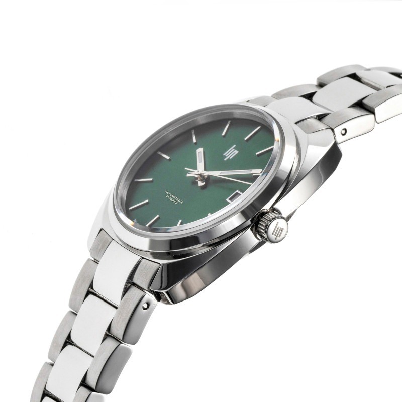 Montre Homme LIP Général de Gaulle Argentée et cadrant vert