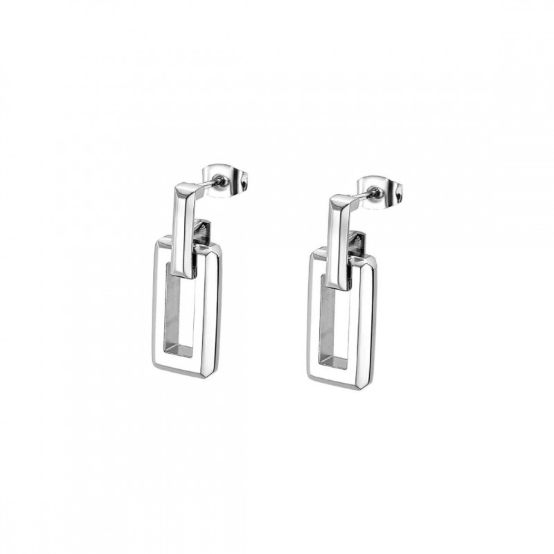 Boucles d'oreilles femme Lotus Style en acier argenté