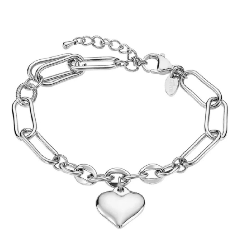 Bracelet lotus style femme en acier argenté avec un coeur