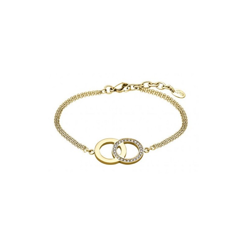 Bracelet lotus style femme en acier doré et Oxydes de zirconium