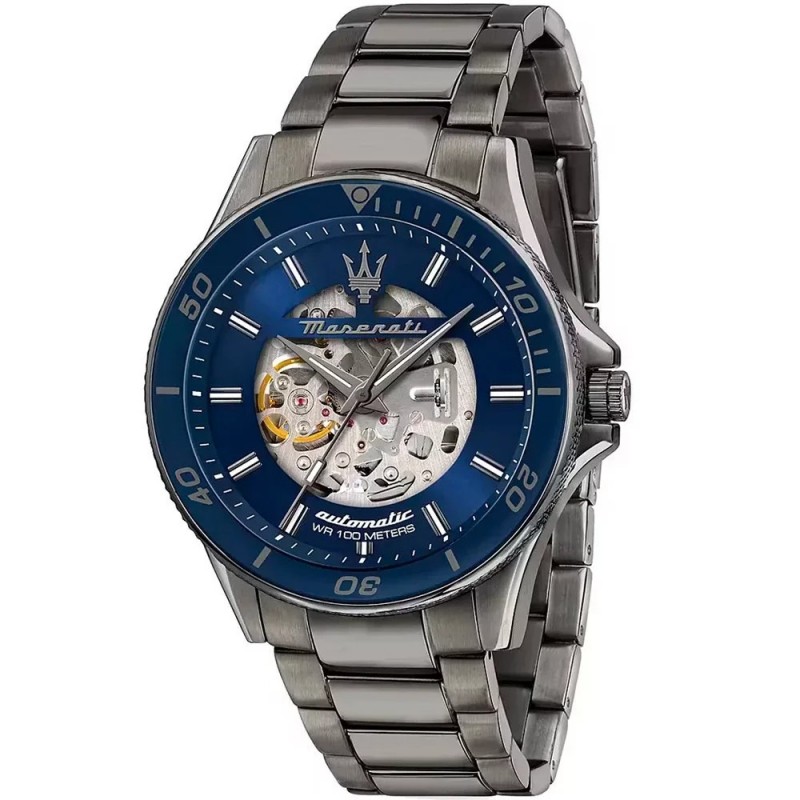 Montre Homme Maserati Sfida en acier gris et cadrant bleu