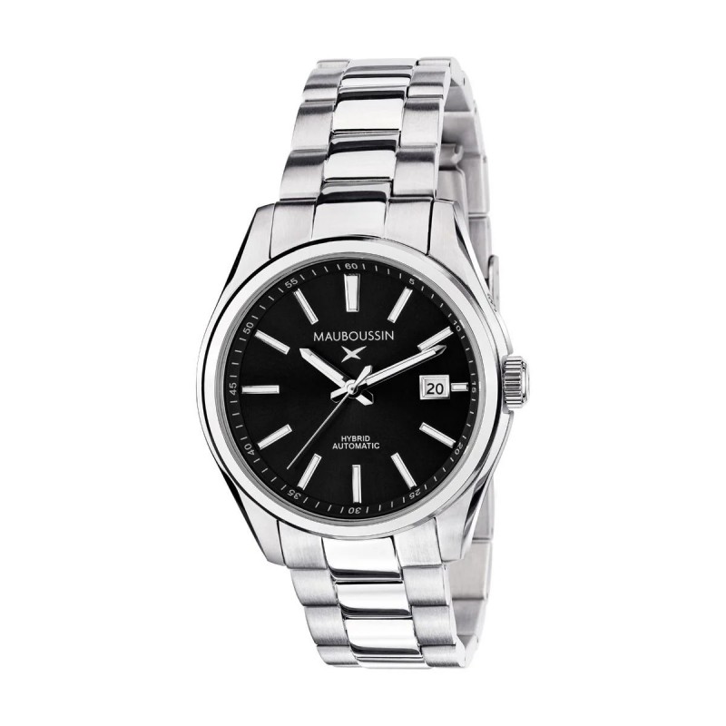 Montre Homme Mauboussin Silicon Valley en acier argenté et cadrant noir