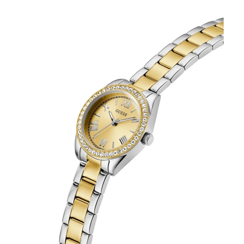 Montre femme Guess Mini Luna en acier doré et argenté avec zircons