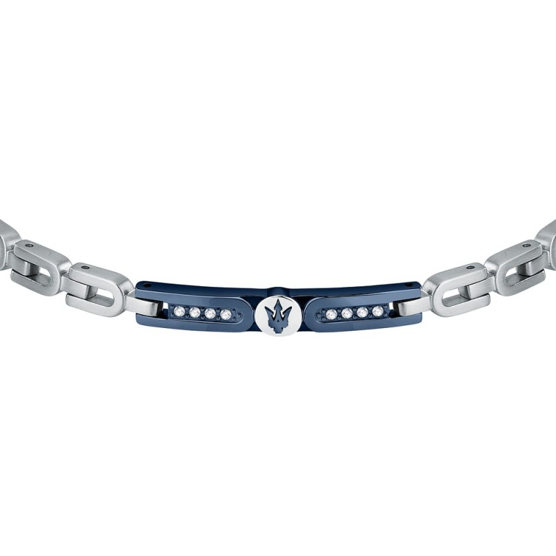 Bracelet Maserati Iconic Homme acier argenté et bleu