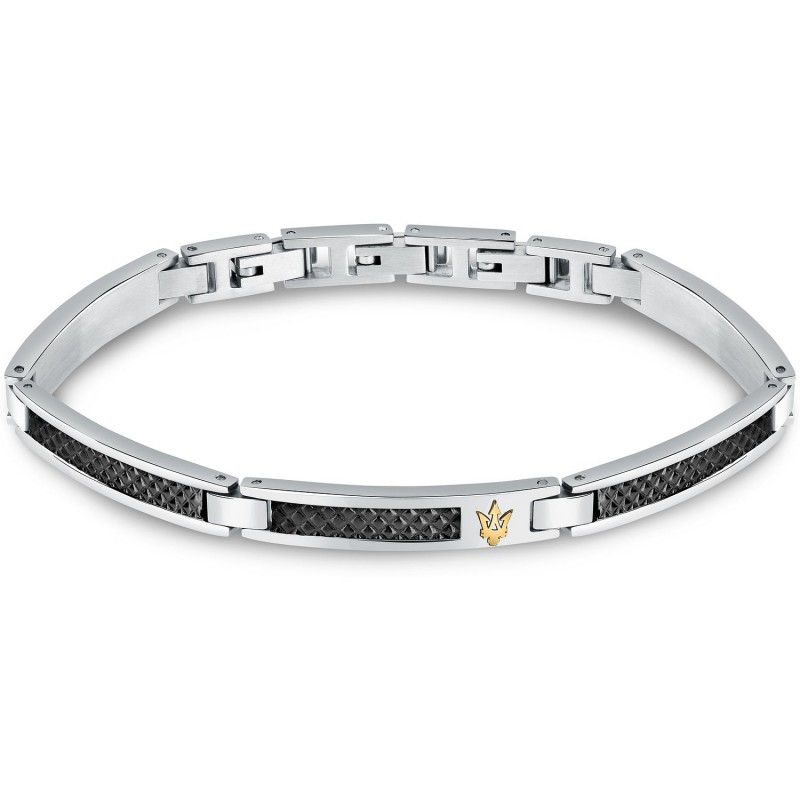Bracelet Maserati Iconic Homme acier argenté et noir