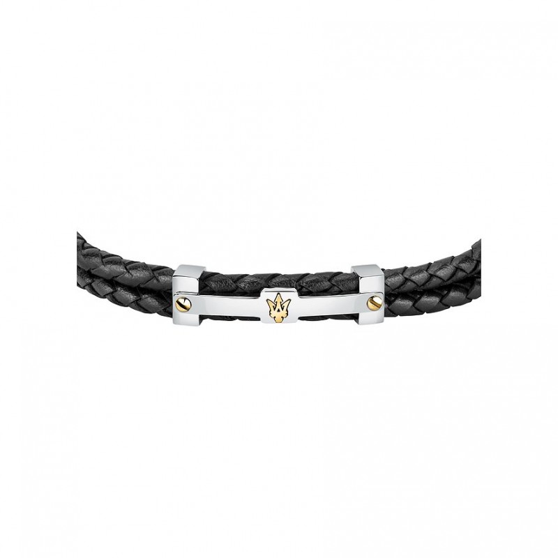 Bracelet Maserati Homme Recycled Leather cuir noir
