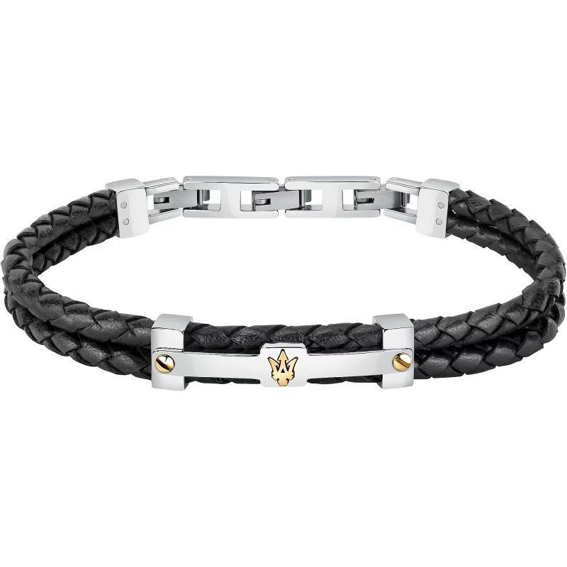 Bracelet Maserati Homme Recycled Leather cuir noir