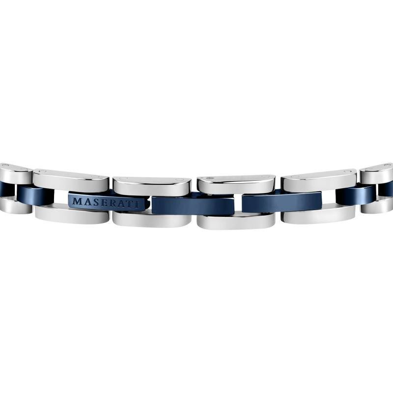 Bracelet Maserati Iconic Homme acier argenté et bleu