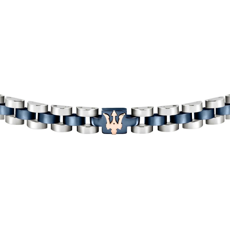Bracelet Maserati Iconic Homme acier argenté et bleu