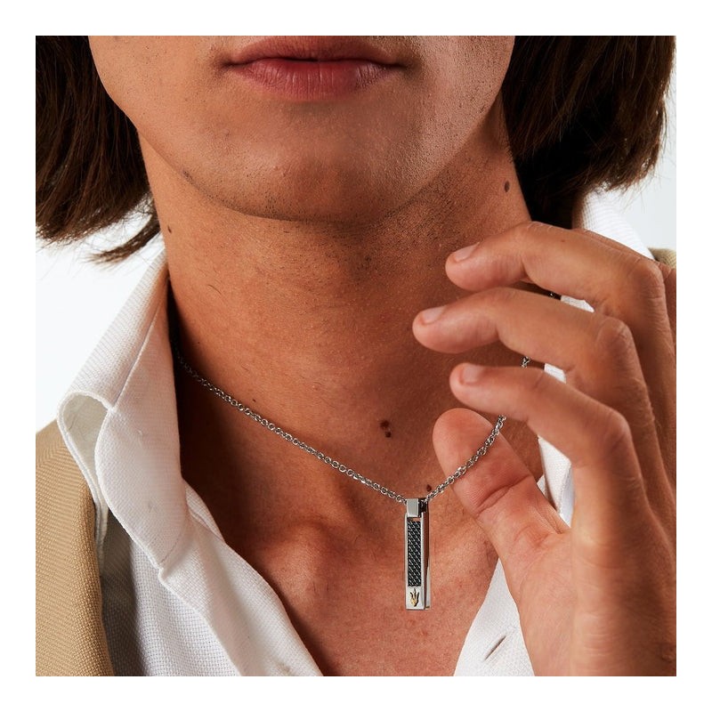 Collier Homme Maserati Iconic acier argenté et noir