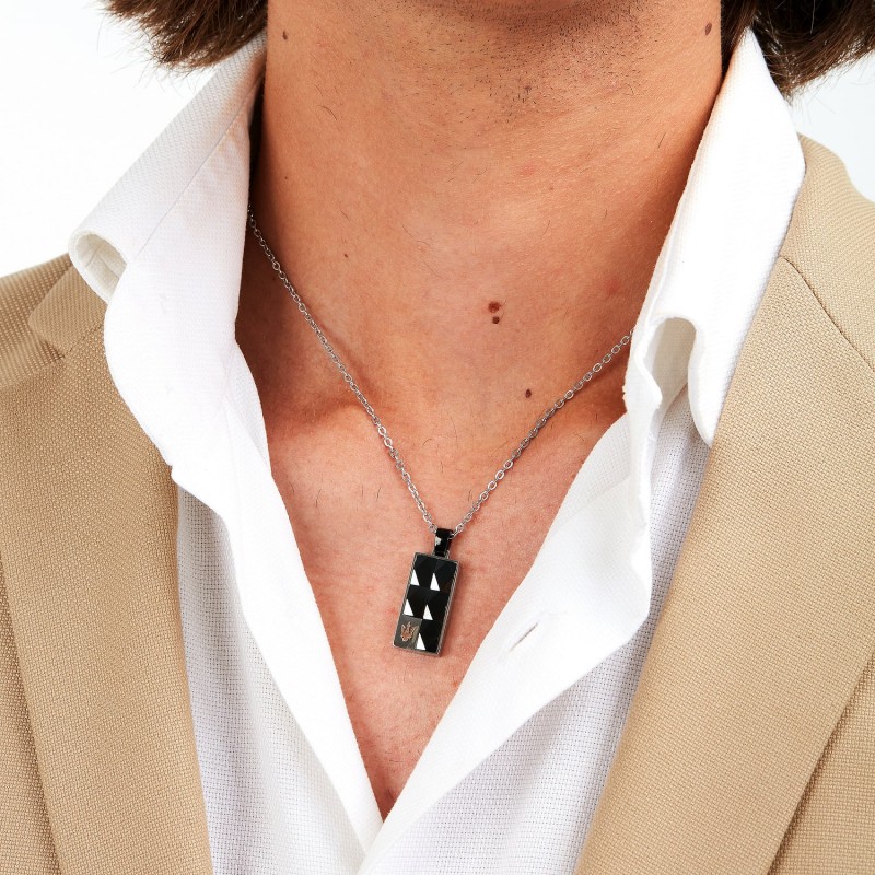 Collier Homme Maserati Iconic acier argenté et noir
