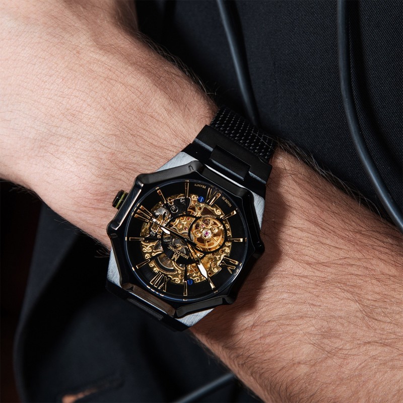 Montre Homme Montignac Automatique en acier noir