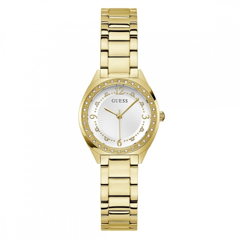 Montre femme Guess Charlotte en acier doré et cadrant blanc