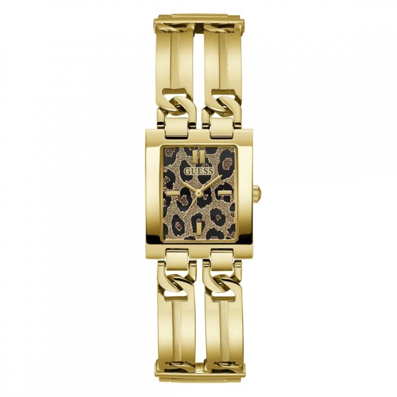 Montre femme Guess Mod ID en acier doré et cadrant léopard