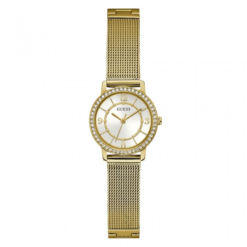 Montre femme Guess Melody en acier et maille milanaise dorée