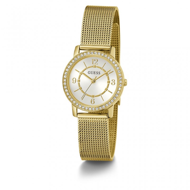 Montre femme Guess Melody en acier et maille milanaise dorée